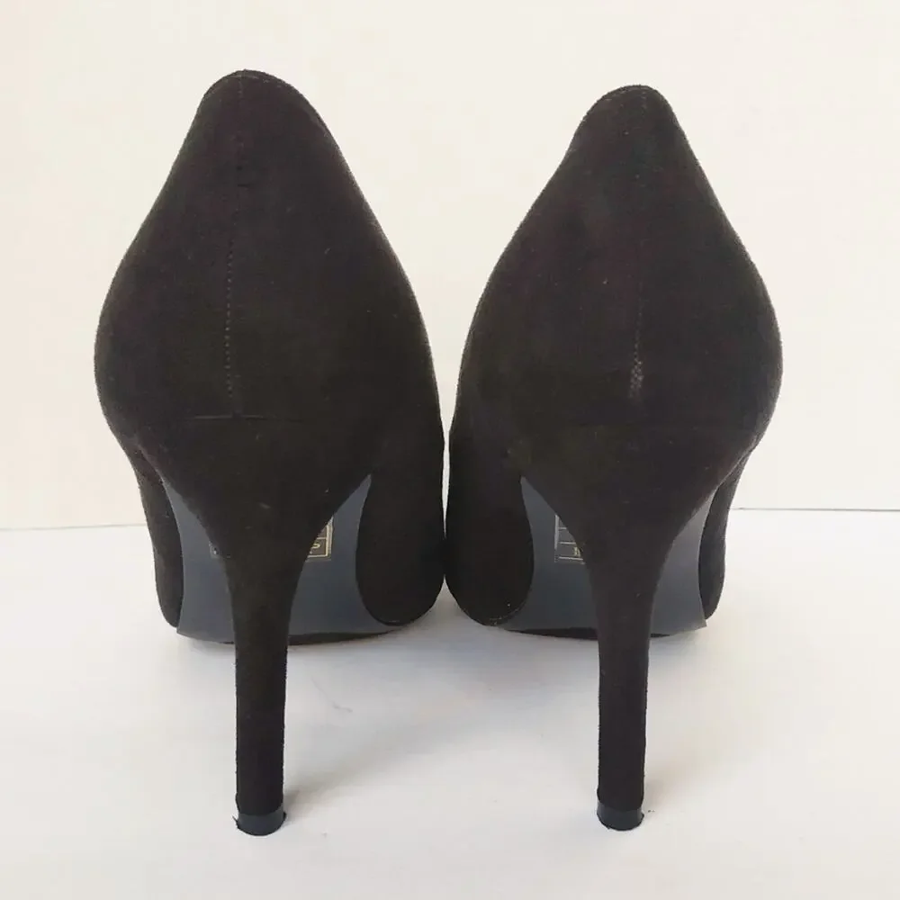 Bella Marie Black Suede Pointed Toe Heels